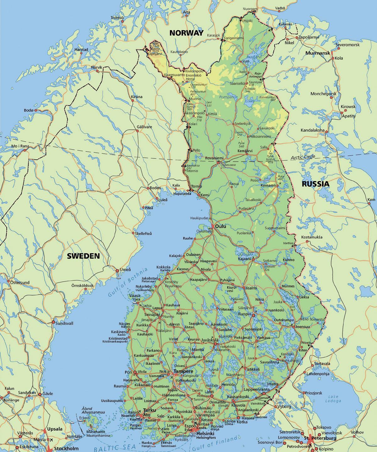 Harta de cercul arctic Finlanda