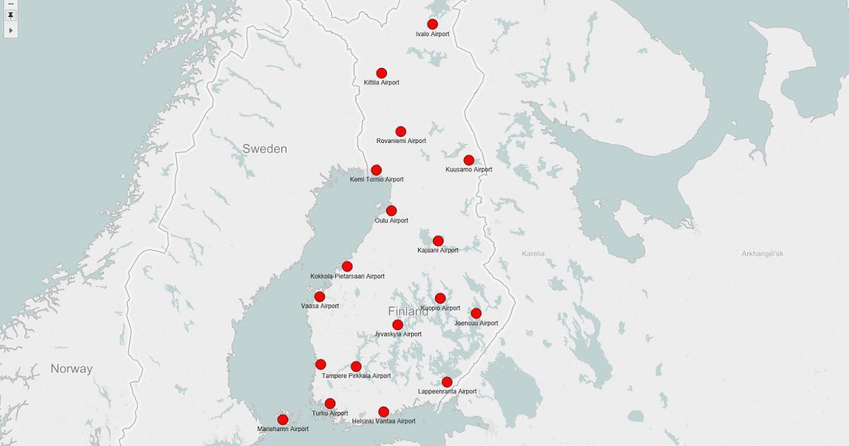Harta Finlandei aeroporturi