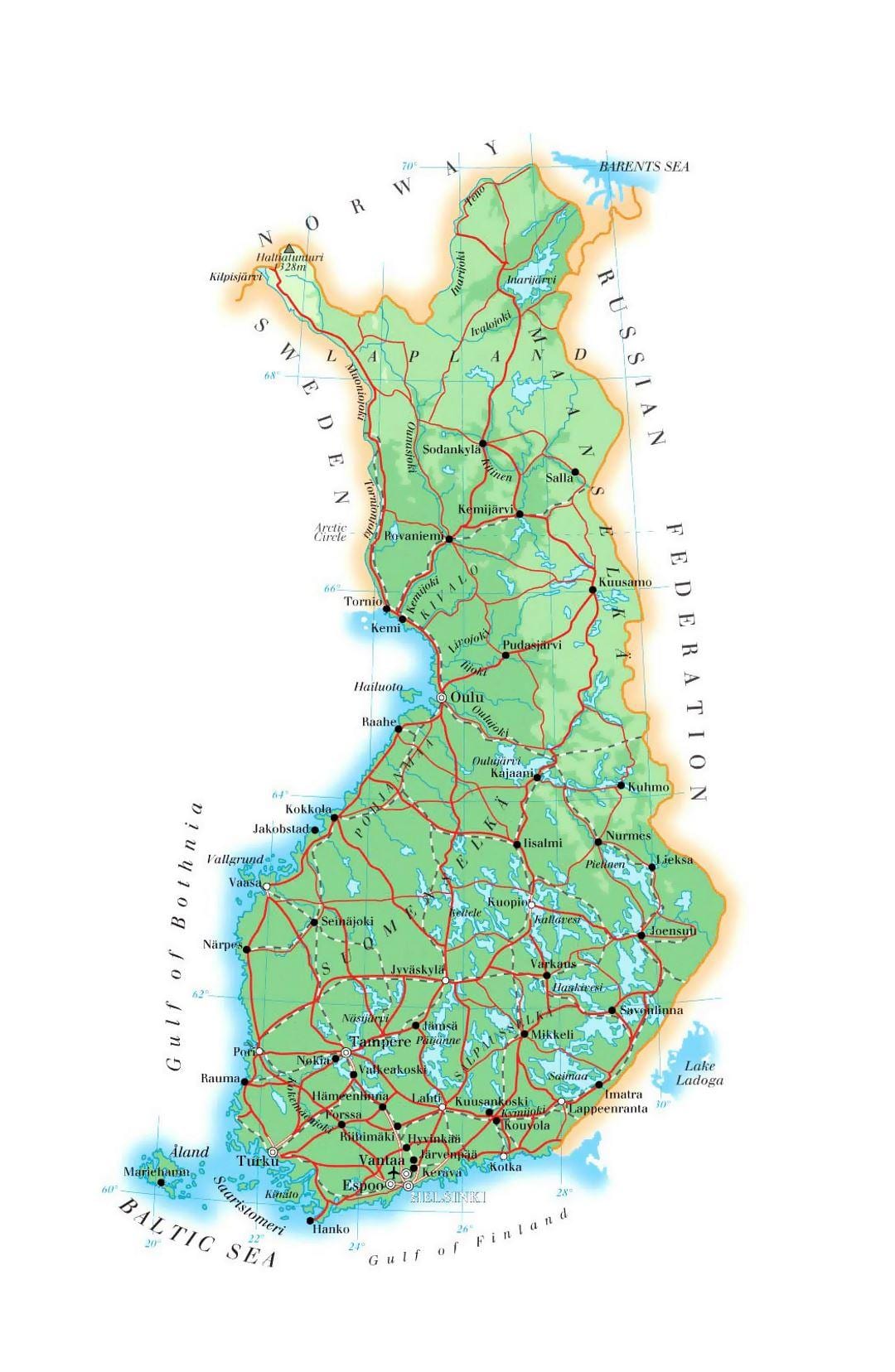 Harta Finlandei altitudine
