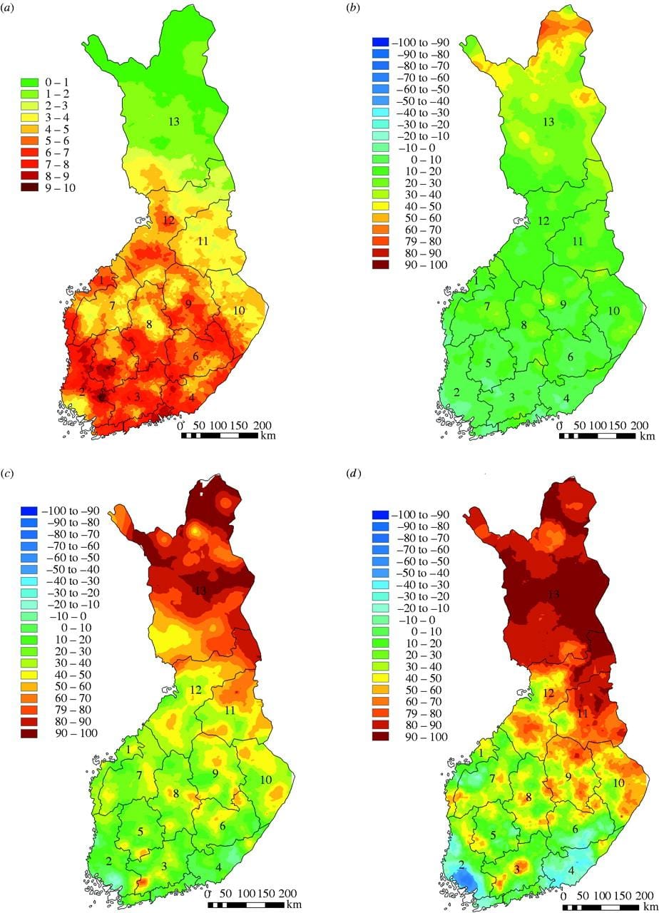 Harta Finlandei climatice