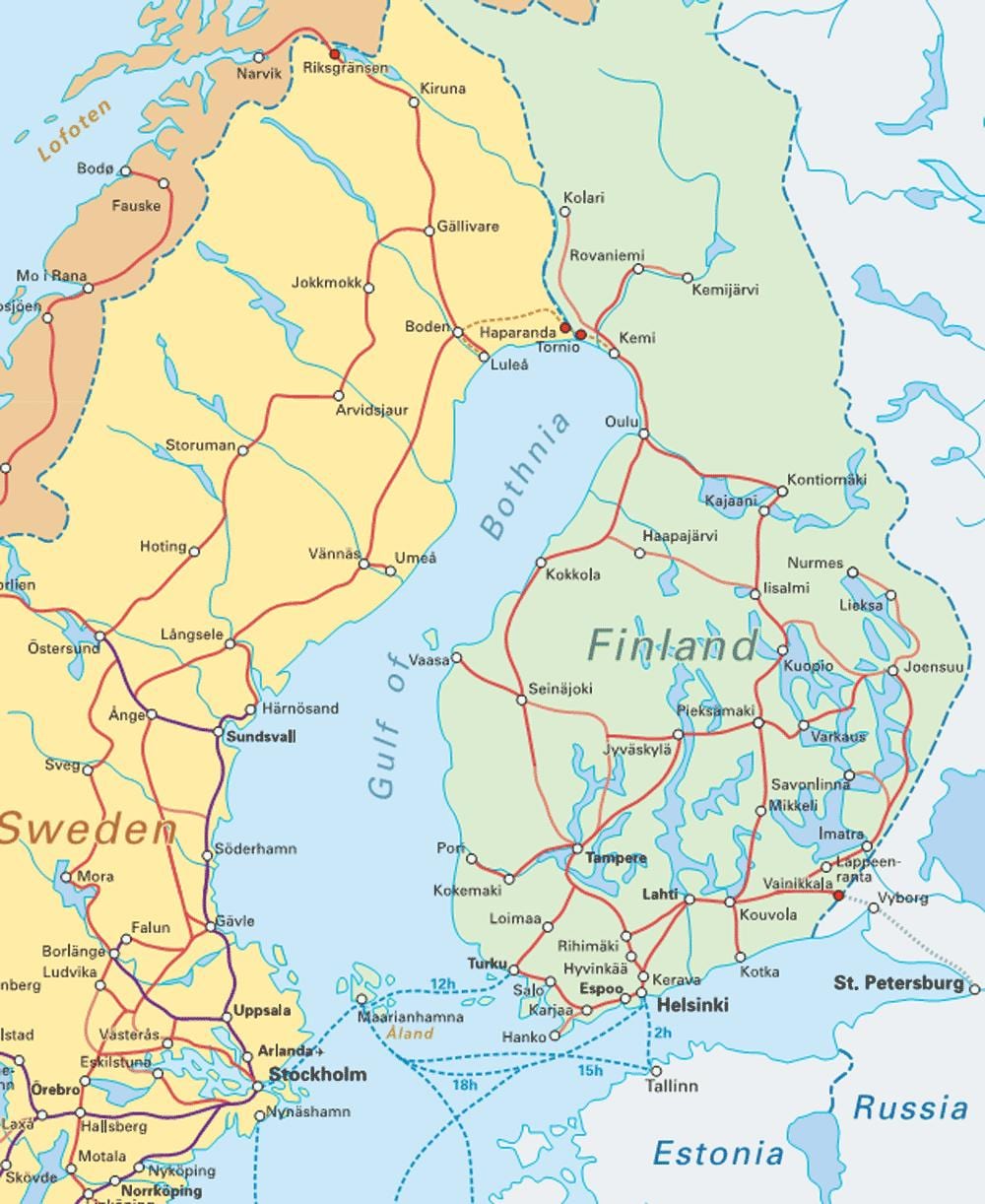 Finlanda tren hartă