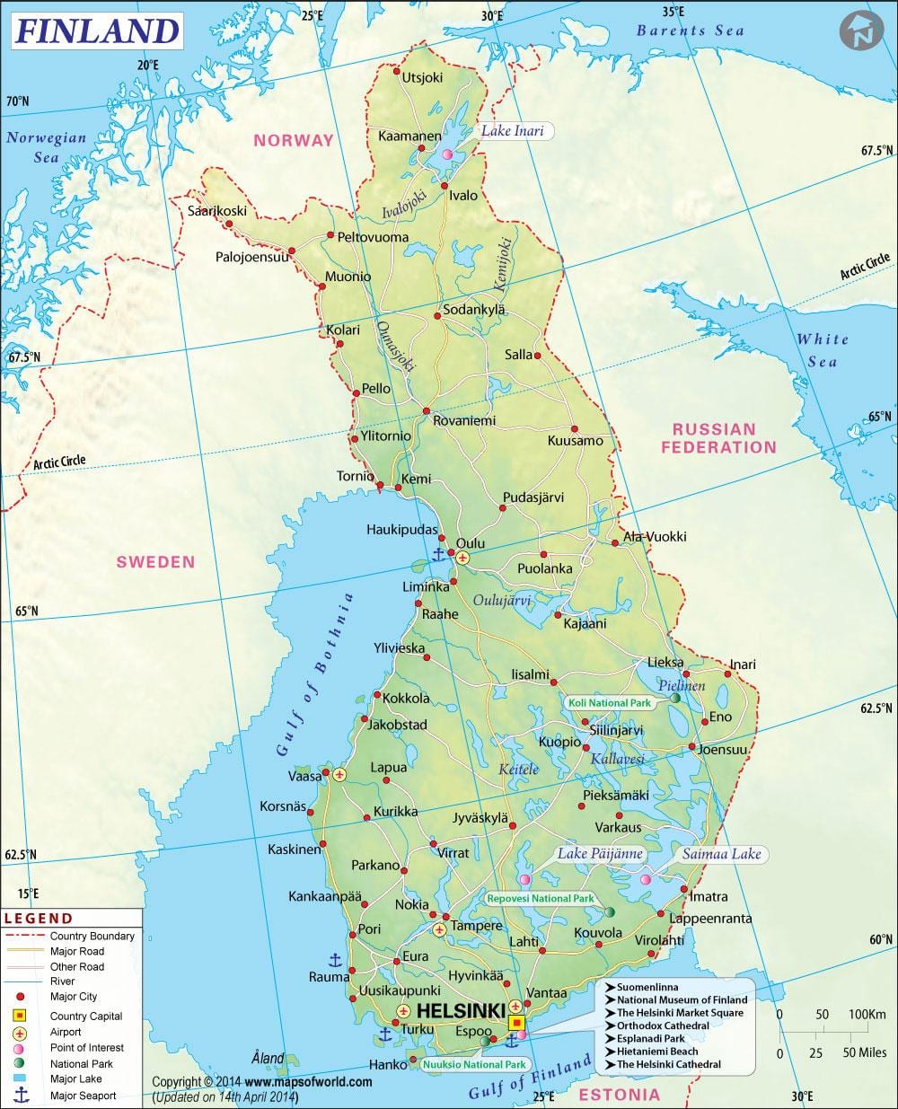Harta Finlandei geografie