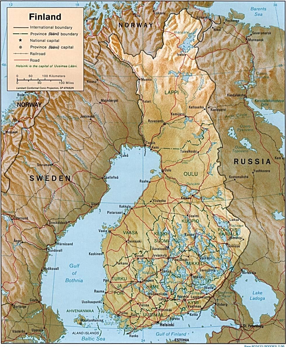 Harta Finlandei topografice