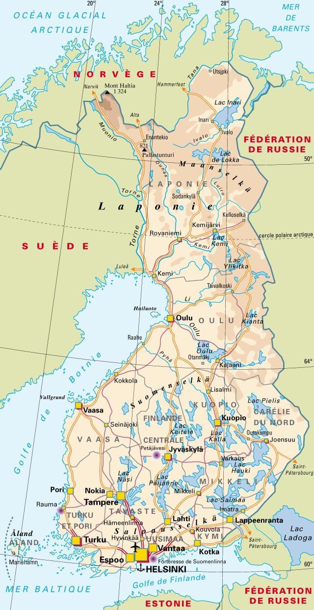 Harta Finlandei parcuri naționale