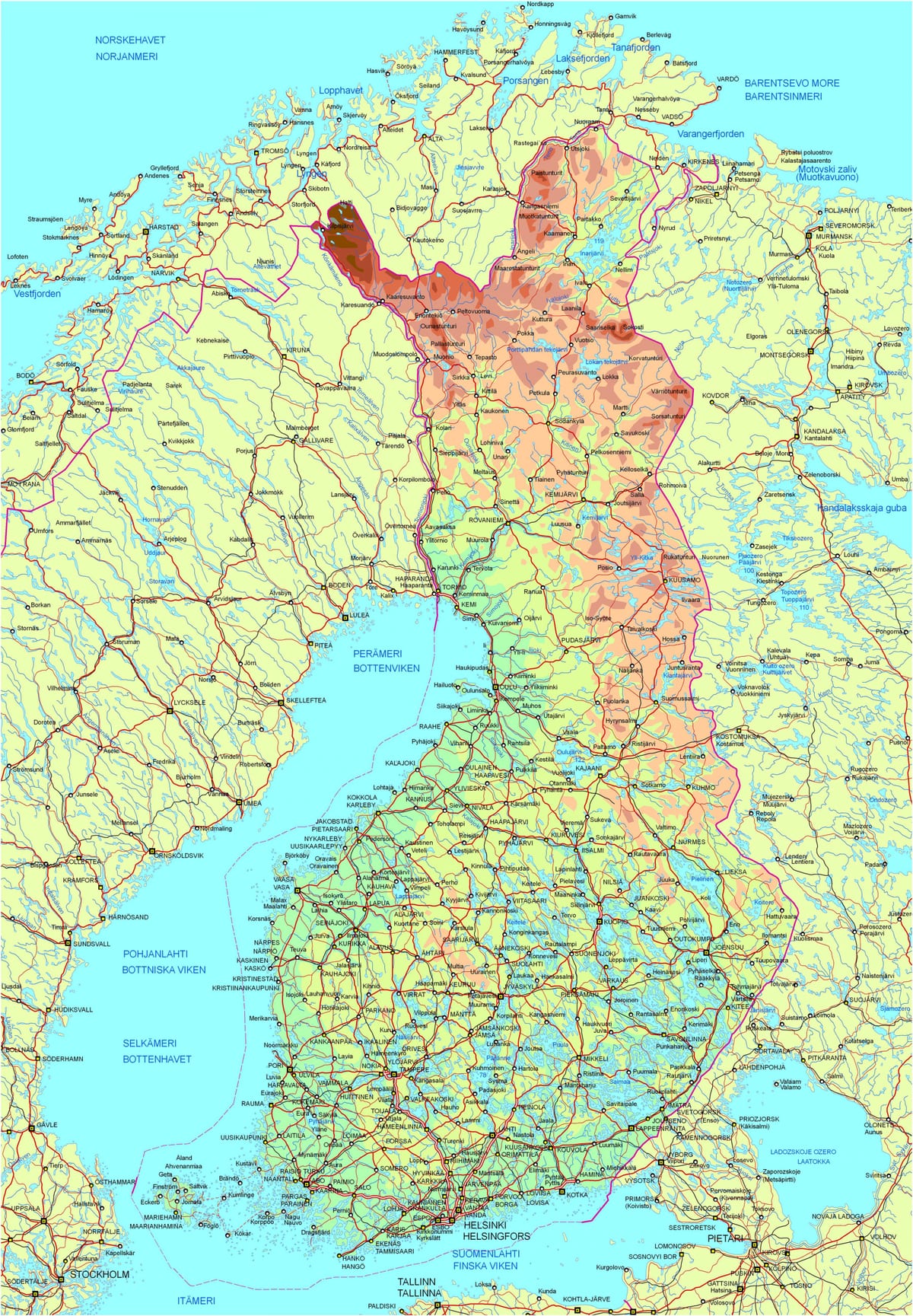 Harta Finlandei drum