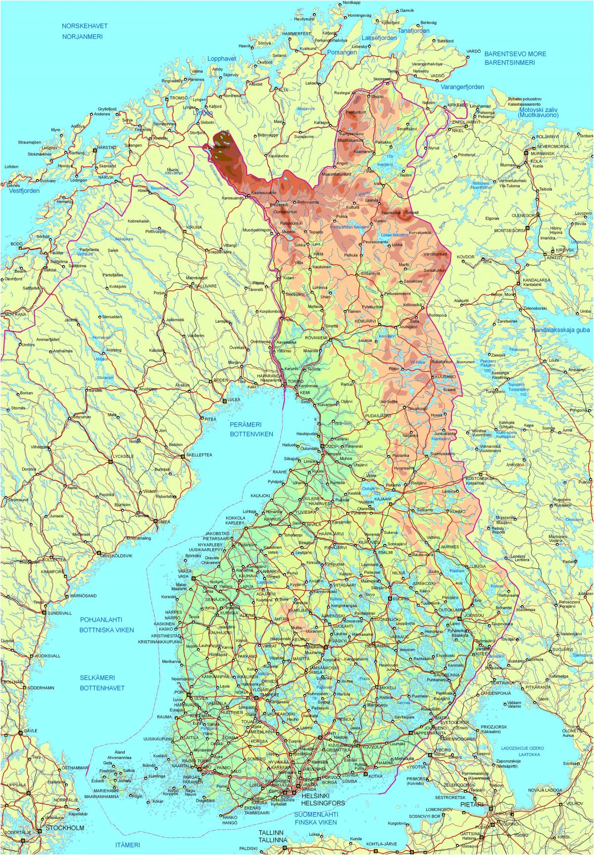Harta Finlandei drum