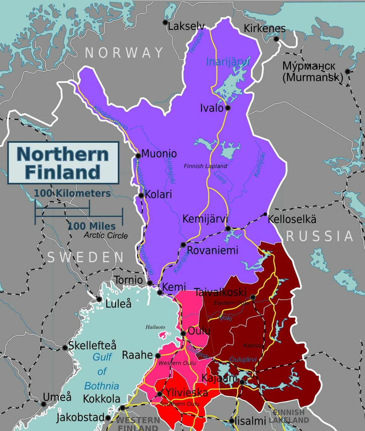 Harta nordul Finlandei