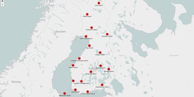 Harta Finlandei aeroporturi