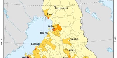 Finlanda densitatea populației hartă