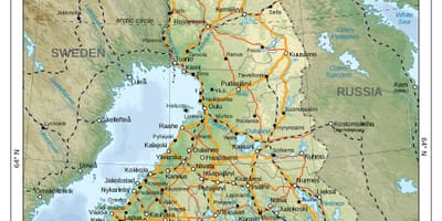 Harta fizică Finlanda